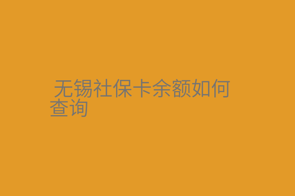 无锡社保卡余额如何查询