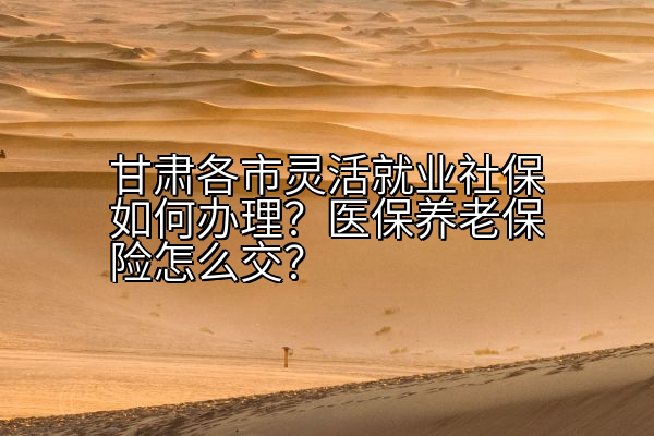 甘肃各市灵活就业社保如何办理？医保养老保险怎么交？
