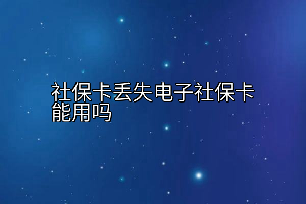 社保卡丢失电子社保卡能用吗