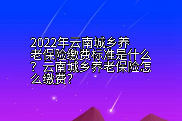2022年云南城乡养老保险缴费标准是什么？云南城乡养老保险怎么缴费？