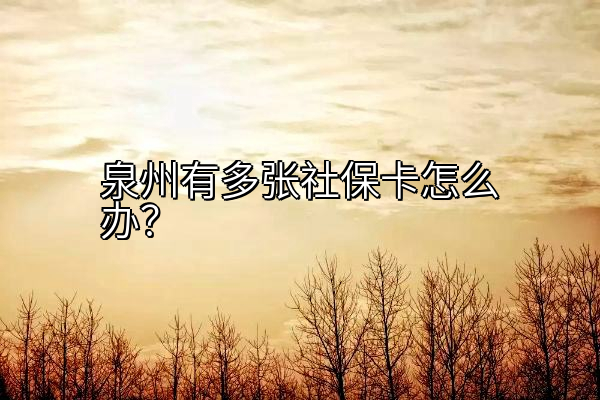 泉州有多张社保卡怎么办？