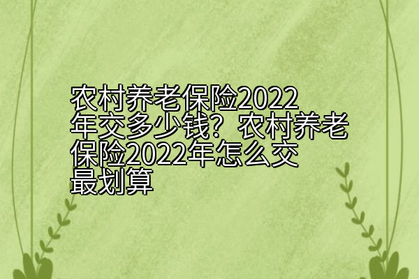 农村养老保险2022年交多少钱？农村养老保险2022年怎么交最划算