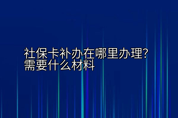 社保卡补办在哪里办理？需要什么材料
