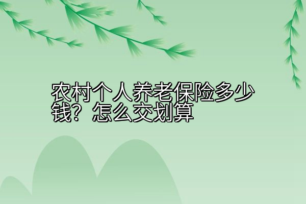 农村个人养老保险多少钱？怎么交划算