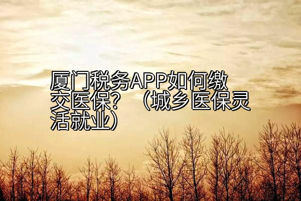 厦门税务APP如何缴交医保？（城乡医保灵活就业）