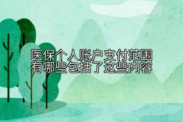 医保个人账户支付范围有哪些包括了这些内容