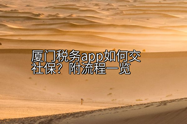 厦门税务app如何交社保？附流程一览