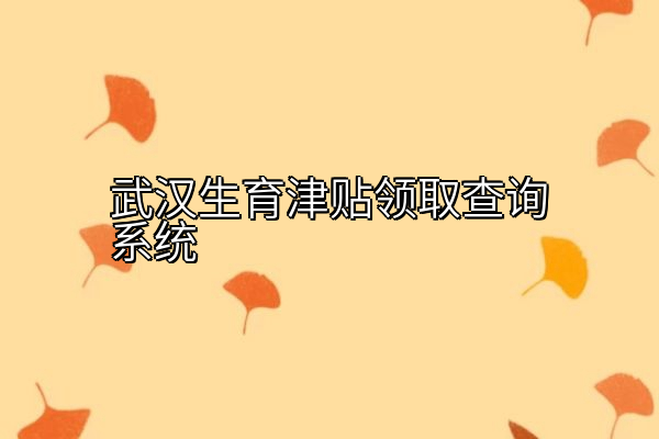武汉生育津贴领取查询系统