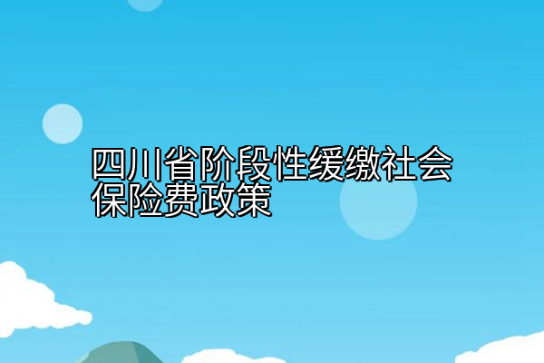 四川省阶段性缓缴社会保险费政策
