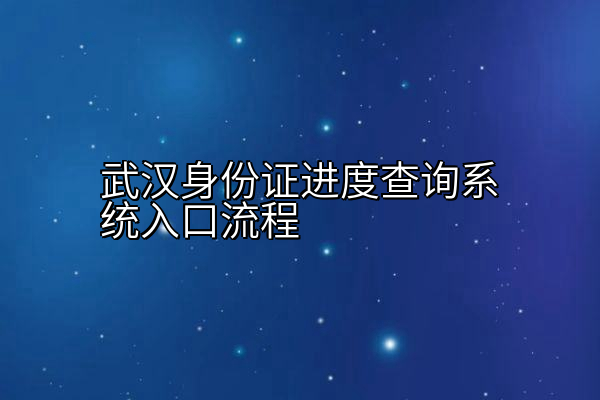 武汉身份证进度查询系统入口流程
