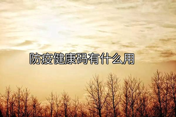 防疫健康码有什么用
