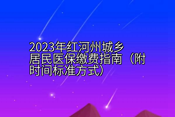 2023年红河州城乡居民医保缴费指南（附时间标准方式）