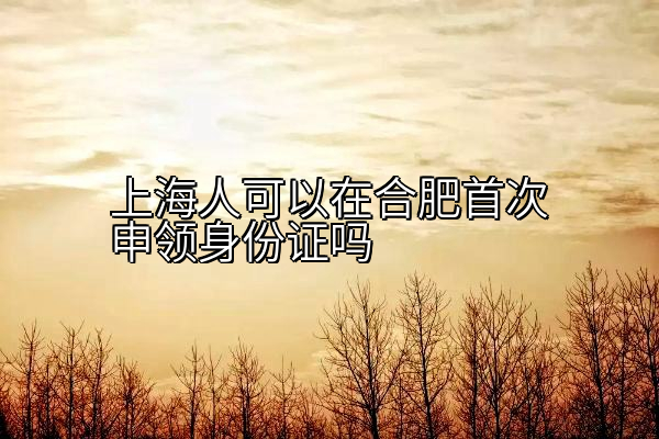 上海人可以在合肥首次申领身份证吗