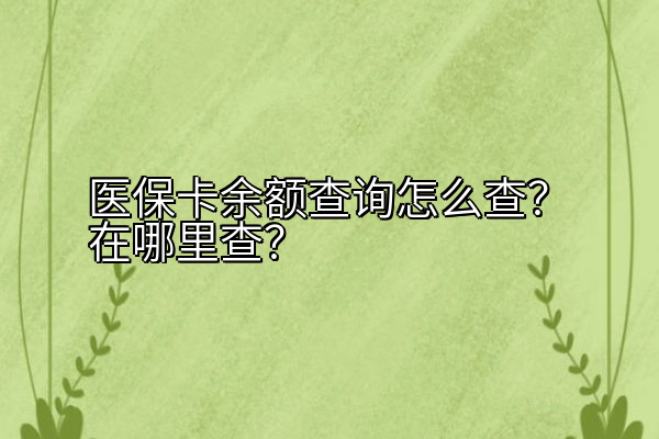 医保卡余额查询怎么查？在哪里查？