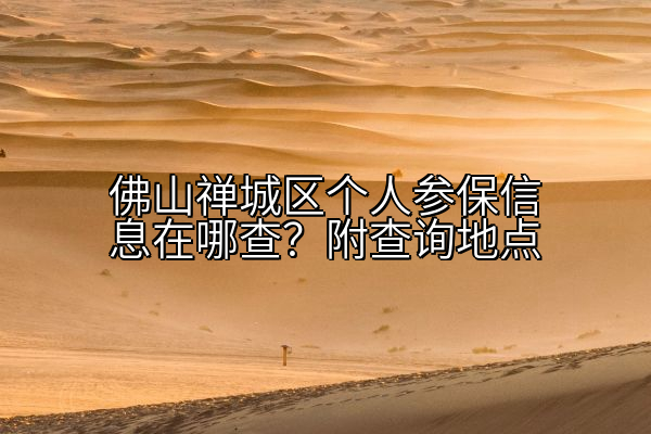佛山禅城区个人参保信息在哪查？附查询地点