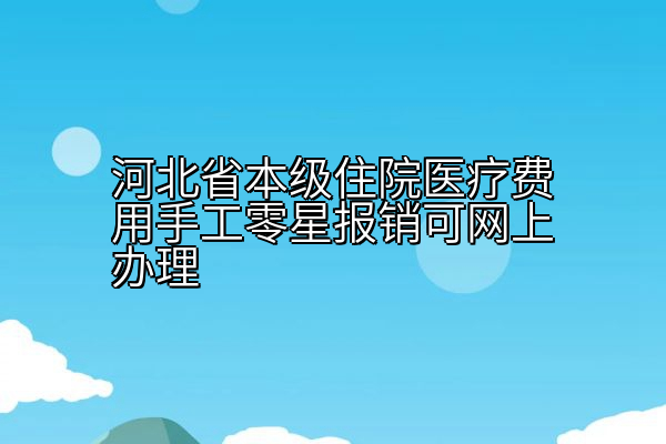 河北省本级住院医疗费用手工零星报销可网上办理