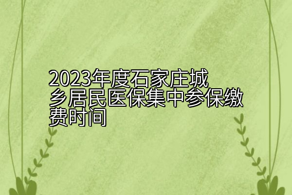 2023年度石家庄城乡居民医保集中参保缴费时间