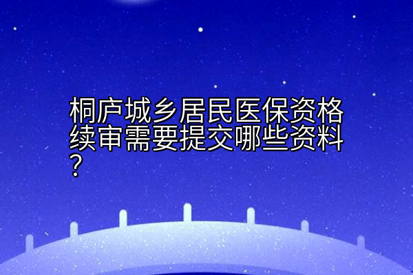 桐庐城乡居民医保资格续审需要提交哪些资料？