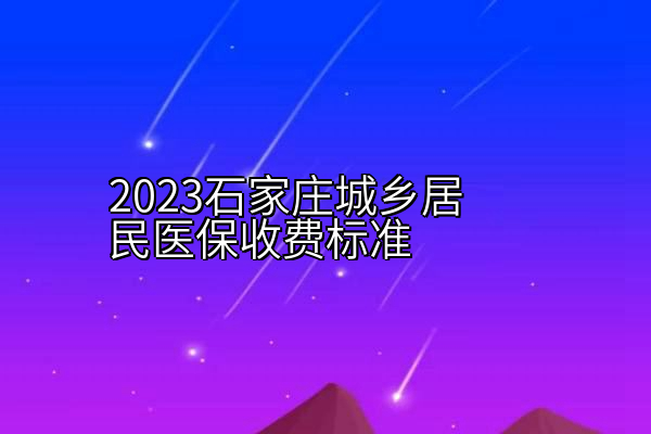 2023石家庄城乡居民医保收费标准