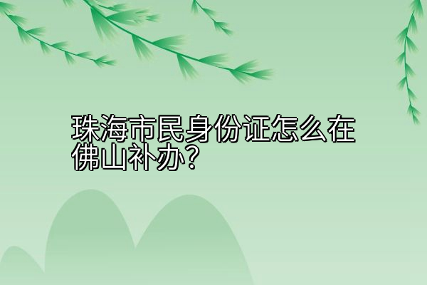 珠海市民身份证怎么在佛山补办？