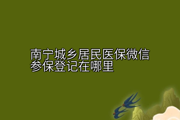 南宁城乡居民医保微信参保登记在哪里