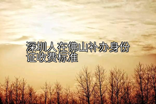深圳人在佛山补办身份证收费标准