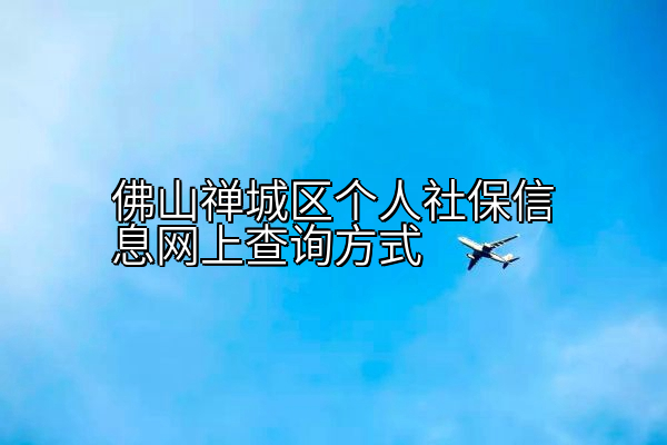 佛山禅城区个人社保信息网上查询方式