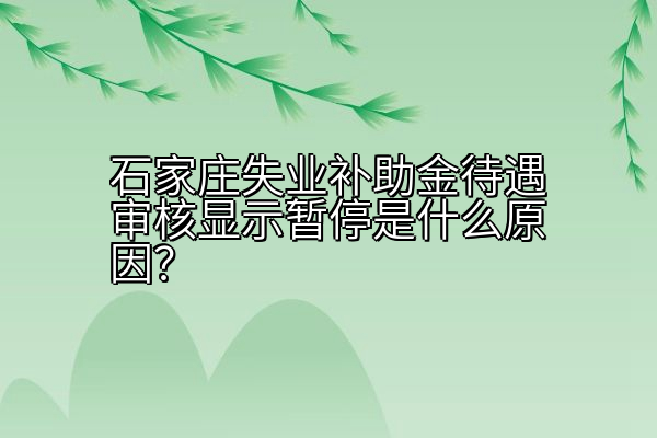石家庄失业补助金待遇审核显示暂停是什么原因？