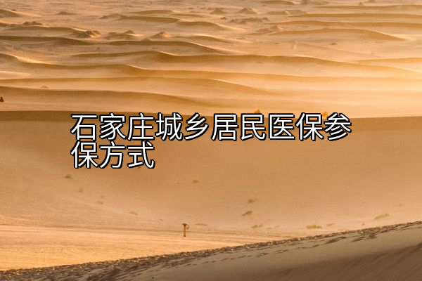 石家庄城乡居民医保参保方式