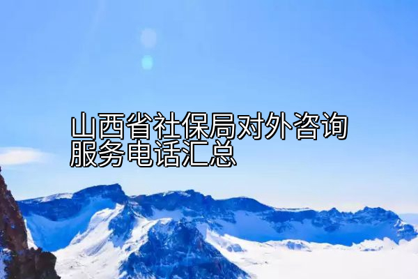 山西省社保局对外咨询服务电话汇总