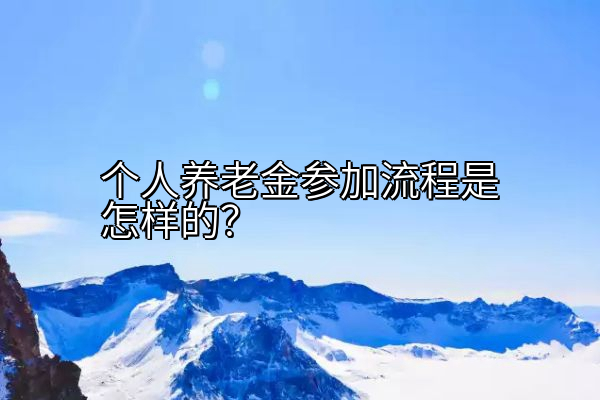 个人养老金参加流程是怎样的？