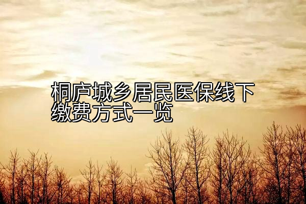 桐庐城乡居民医保线下缴费方式一览