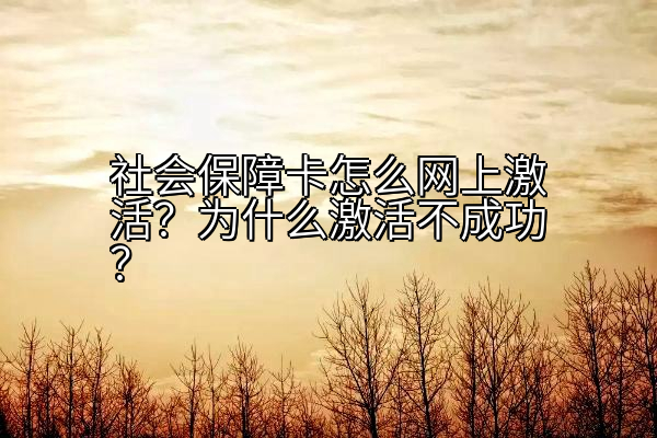 社会保障卡怎么网上激活？为什么激活不成功？