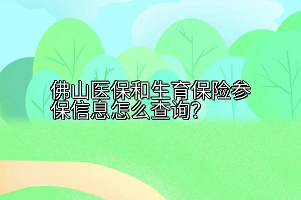 佛山医保和生育保险参保信息怎么查询？