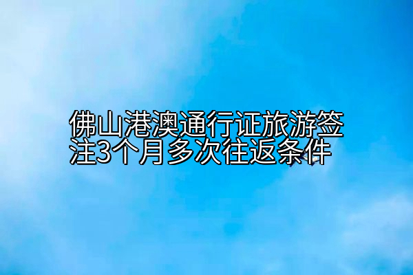 佛山港澳通行证旅游签注3个月多次往返条件