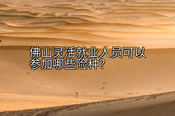佛山灵活就业人员可以参加哪些险种？