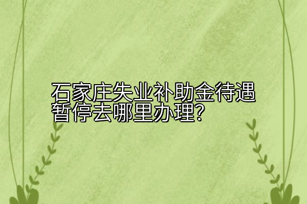 石家庄失业补助金待遇暂停去哪里办理？