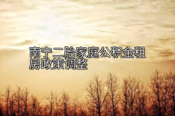 南宁二胎家庭公积金租房政策调整