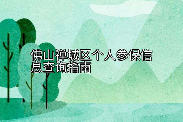佛山禅城区个人参保信息查询指南
