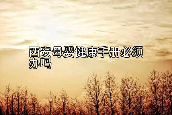西安母婴健康手册必须办吗