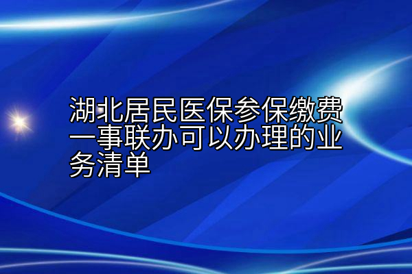 湖北居民医保参保缴费一事联办可以办理的业务清单