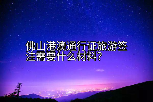 佛山港澳通行证旅游签注需要什么材料？