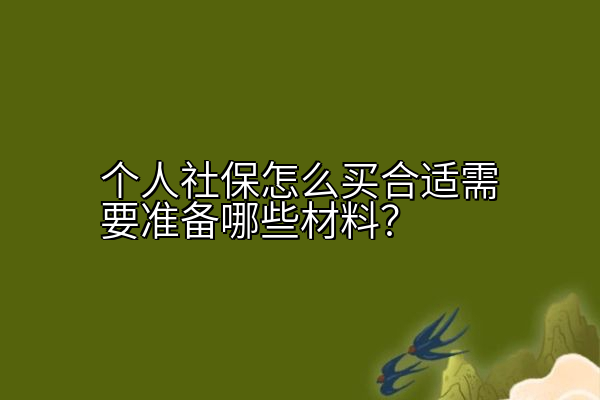 个人社保怎么买合适需要准备哪些材料？