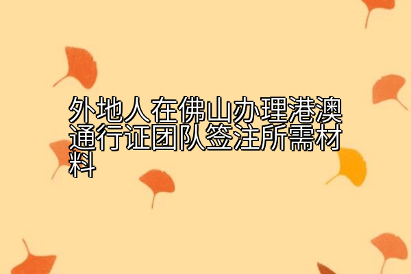 外地人在佛山办理港澳通行证团队签注所需材料
