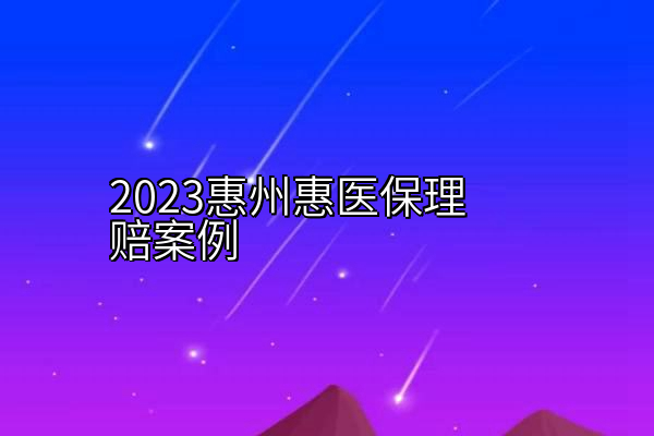 2023惠州惠医保理赔案例