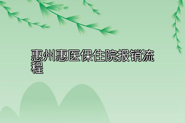 惠州惠医保住院报销流程