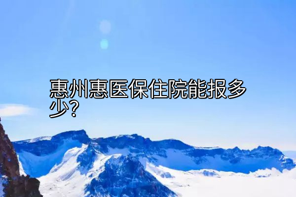 惠州惠医保住院能报多少？
