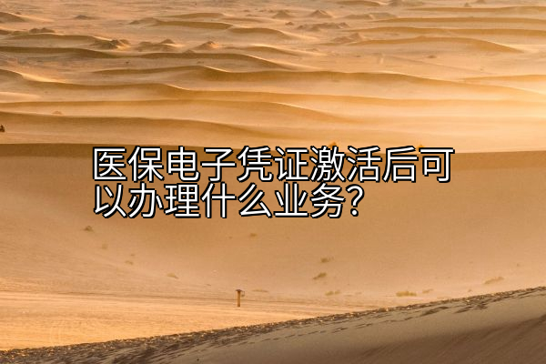 医保电子凭证激活后可以办理什么业务？