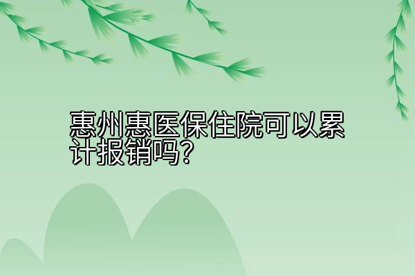 惠州惠医保住院可以累计报销吗？