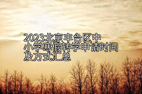 2023北京丰台区中小学寒假转学申请时间及方式汇总